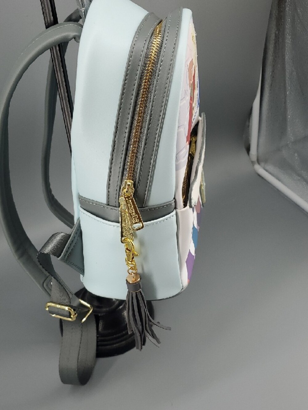 Loungefly Light Blue Arthurian Mini Backpack with Gold Hardware - Picture 4 of 10